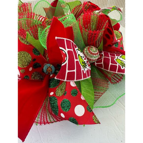 Green Monster Grinch Candle Holder Centerpiece, Candy Jar End Table Decoration - Picture 6 of 10